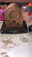 Hats, DVD player, vintage radio, ash tray