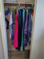 Closet Lot of Clothing, Racks, Hangers
