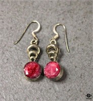 Sterling African Ruby Earrings