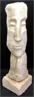 Cubist Carved Stone Statue of Two Sided Face