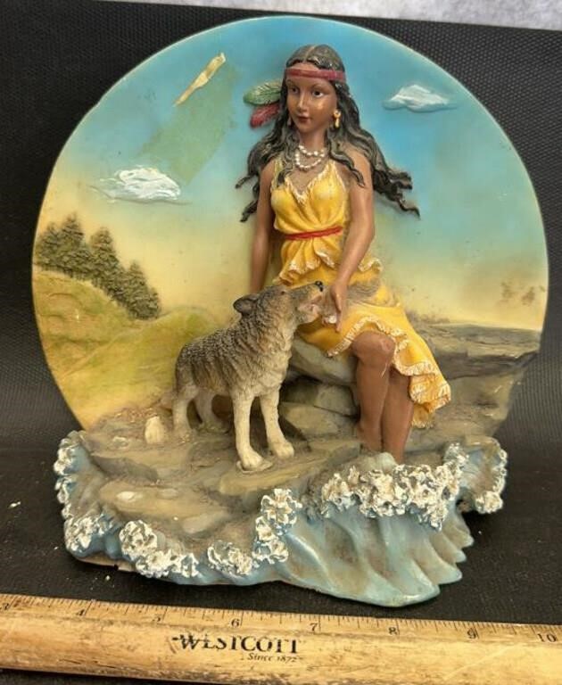 DECOR ITEM-NATIVE AMERICAN & WOLF