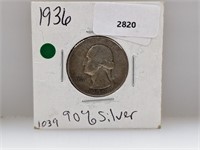 1936 90% Silv Wash Quarter