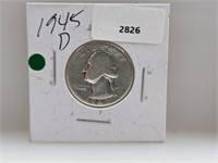 1945-D 90% Silv Wash Quarter