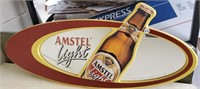 Amstel Light Beer Sign, wood framed mirror