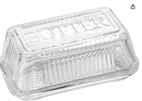 CRYSTAL BUTTER DISH WITH LID 2 ST