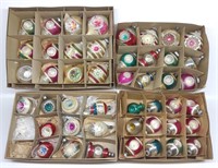 46 Vintage Double Indent Glass Christmas Ornaments