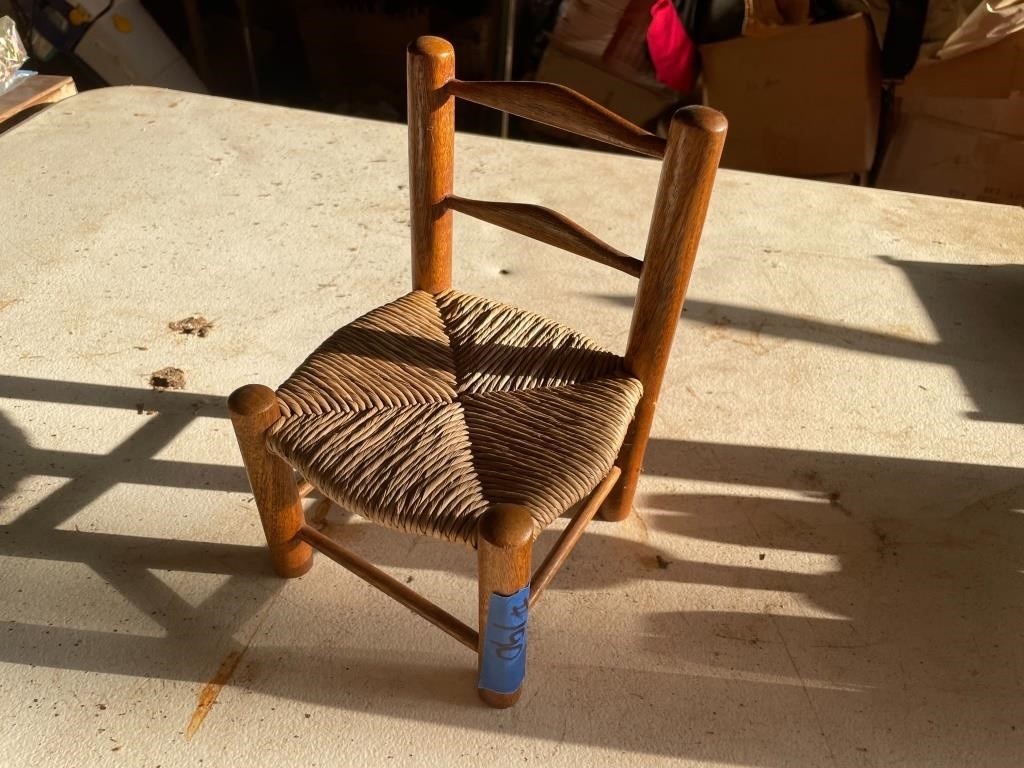 Vintage Wooden & Woven Doll Chair
