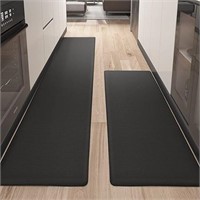 ULN-Color&Geometry 2 Piece Kitchen Rugs Set, Black
