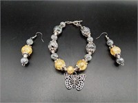 Butterfly Bracelet w/ Earrings