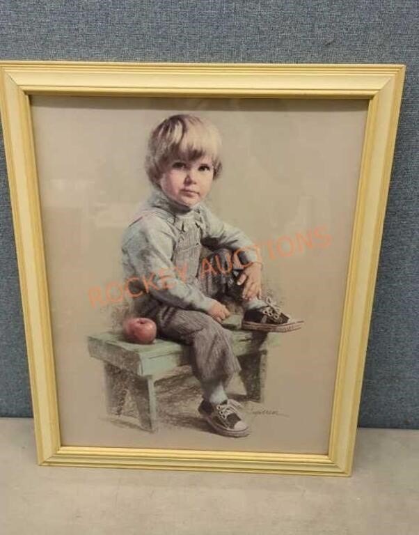 Framed and signed original pastel portrait