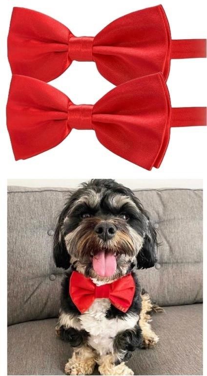 2PACK Male Dog Red Bow Tie