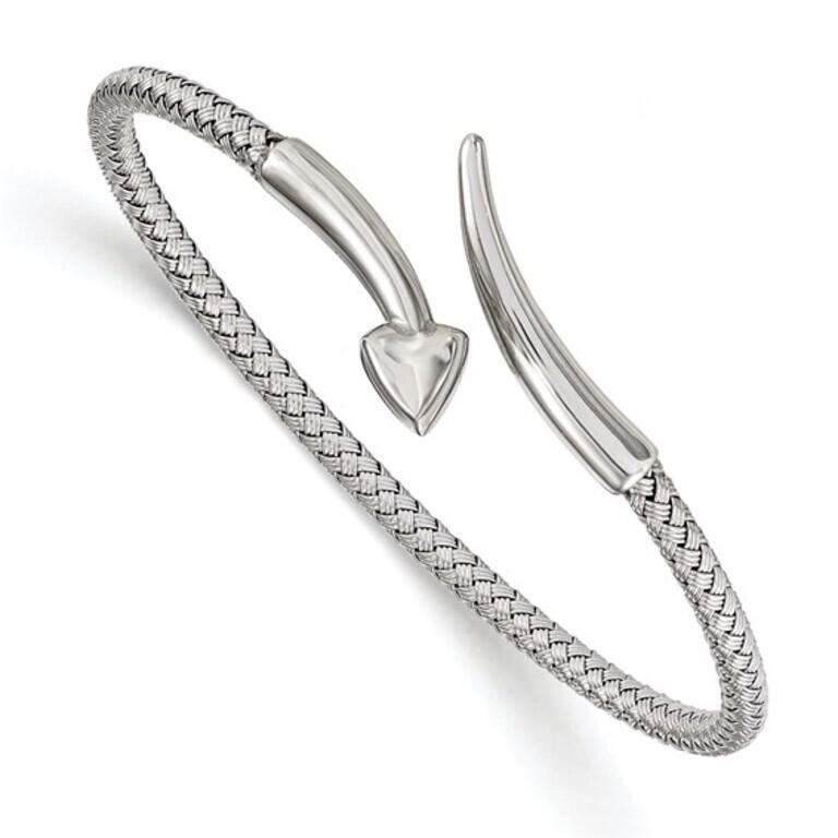 Sterling Silver Rhodium-Plated Flexible Bangle