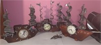 Lot of 3 Electric "Ship" Shaped  Clocks