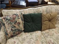 (3) Upholstery Shop Made Pillows  AVG 14" x 14"