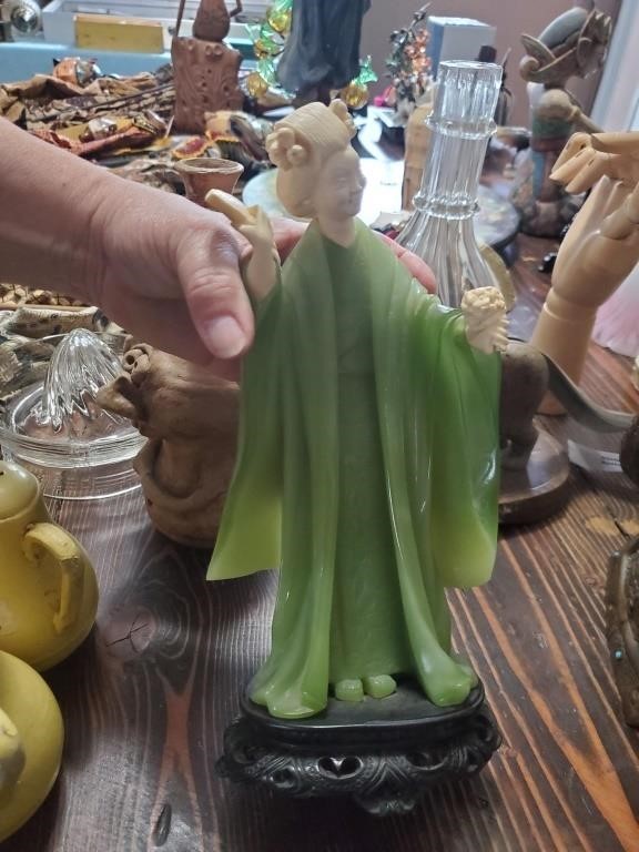 Vtg. Wony Italy Faux Jade Color Asian Lady w/