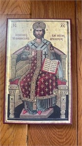 Russian icon on a wood plaque, marked great high