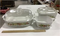 3 Corning Ware  dishes