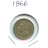 1866 U.S. Three Cent Nickel
