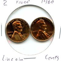 2 Proof 1960 Lincoln Cents