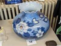 Blue Floral Glass Lamp Shade 10" tall