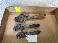 Stillson No. 6,8,10 Pipe Wrenches, Wood Handles