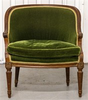 Louis XVI Style Green Velvet Upholstered Dressing