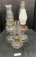 5 Vintage Glass Oil Lamps.