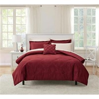 Mainstays Red Velvet Damask 10-Piece Full Bed-in-a