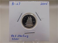2005 92.5 Sterling Silver Dime P R 67
