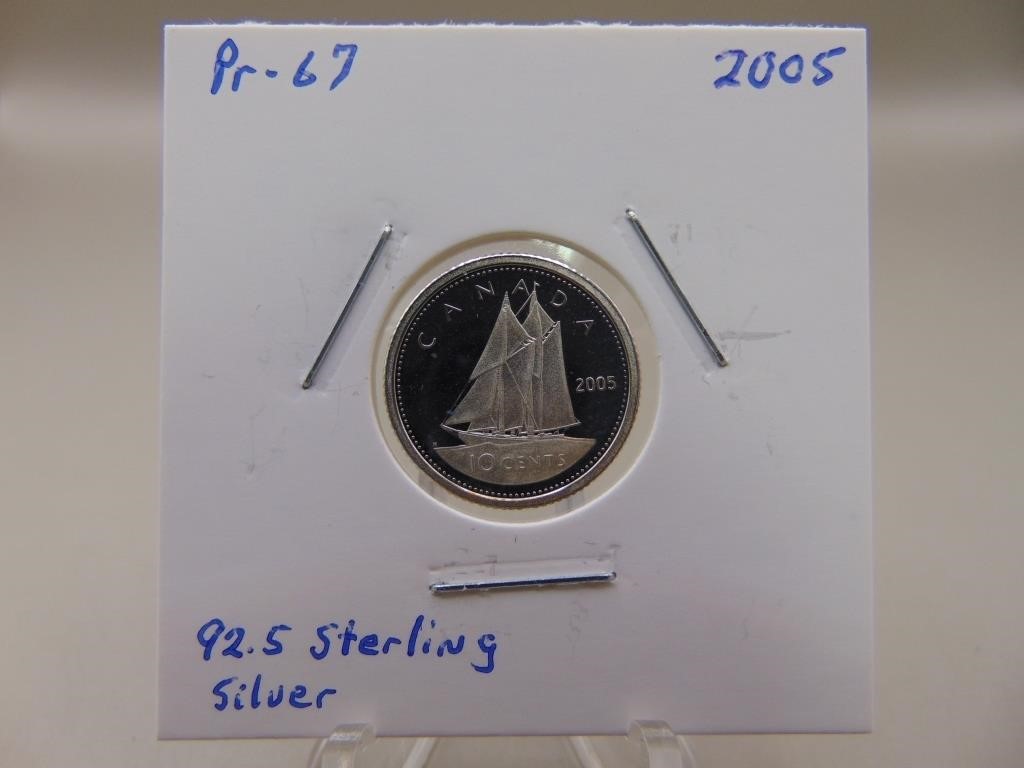 2005 92.5 Sterling Silver Dime P R 67