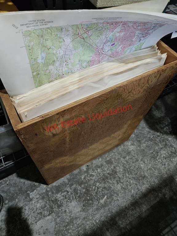Maps in wooden holder