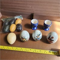 Vintage Egg & Egg Cups - Wood, Avon & Other