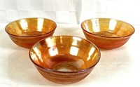Set of 3 Brown Glass Bowls