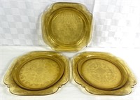 Set of 3 Amber Glass Plates