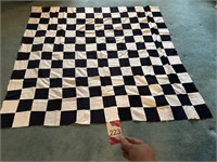 Dark Blue & White Checkered Quilt Top Unfinished..