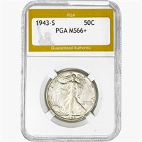 1946-S Walking Liberty Half Dollar PGA MS66+