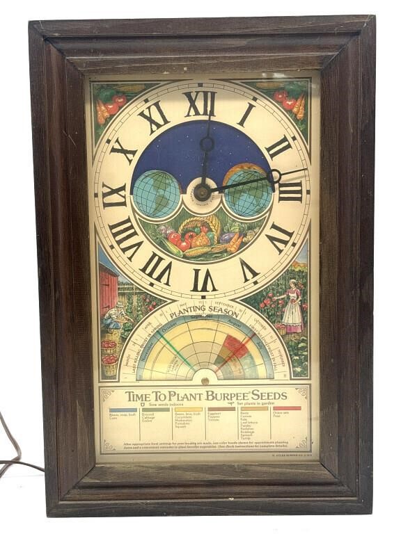 Vintage Burpee Seeds Advertising Electric Clock