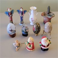 Angel Figures, Glass & Marble Eggs, S&P Santa &