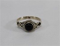 Sterling Silver Onyx Ring Size 9 3/4