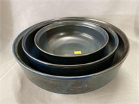 (3) Contemporary Pottery Serving Bowls