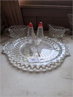 Anchor Hocking Waterford tray, sugar and creamer,