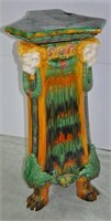 SEE NOTE, Colorful 39 1/4" T Majolica pedestal
