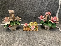 Capodimonte Ceramic Floral Pieces