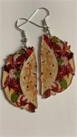 Taco earrings, double sided, 2.25 inches long,