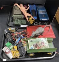 2 Trays Military, Farm, & Auto Toys.