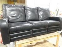 Black Leather Sofa - 2 Reclining Sides