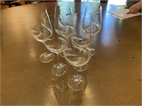 (6) Trudeau Bohemian crystal wine glasses