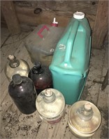 Lot of Glass and Plastic Water Jugs