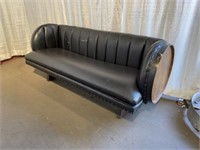 Barrel Form Vinyl Upholstered Sofa