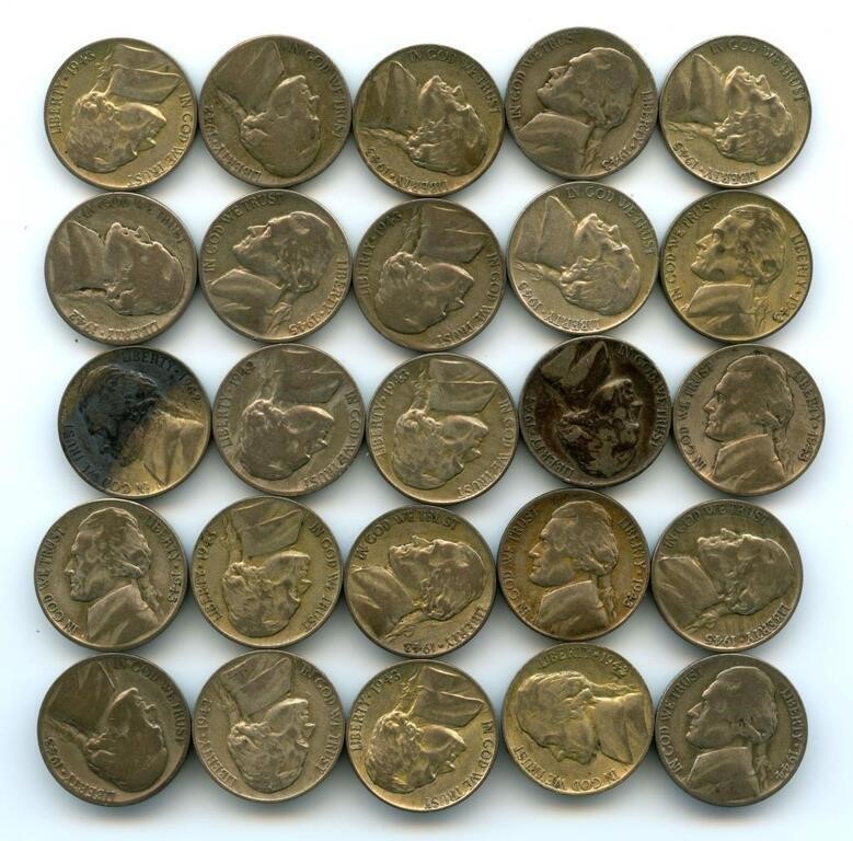 (25) Jefferson Silver War Nickels